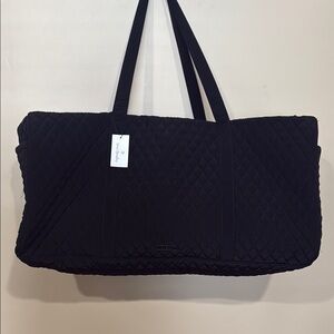 Vera Bradley Black Travel Tote Bag with Textured Fabric and Roomy Design